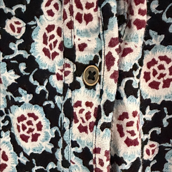 Women's Floral Tunic Top - Black with White and Red Floral Print - Picture 2 of 12